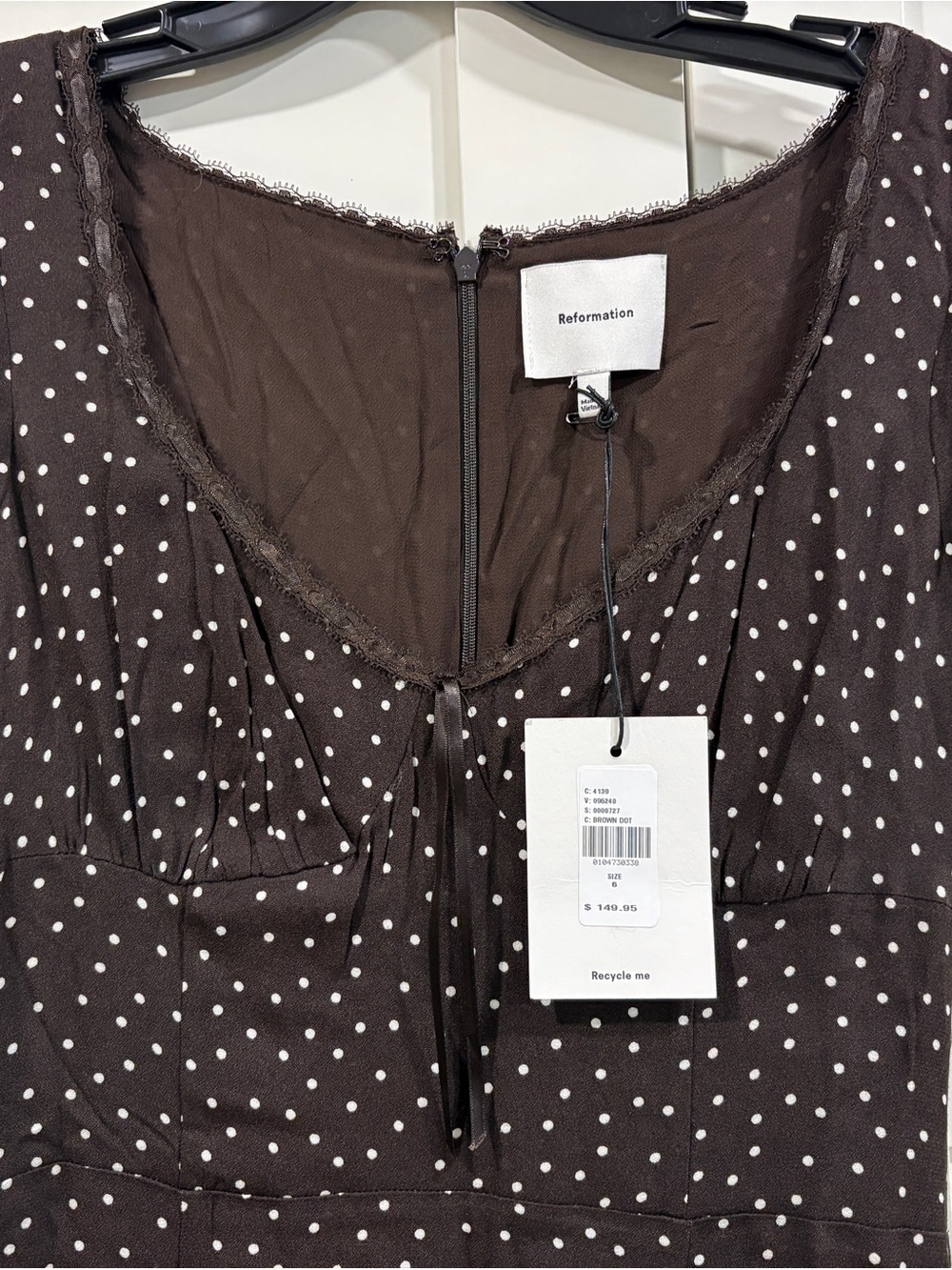 Reformation Afton A-line Maxi Dress with White Polka Dot Print - Picture 4 of 9